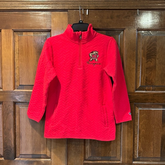Champion Tops - Champion Maryland Terrapins Women's Pullover 1/4 Zip Small Terps Red Sweatshirt